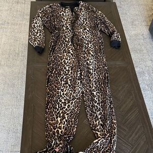 Nick and Nora onsie, pajama, leopard, cat, brown, black, holiday, medium, gifts